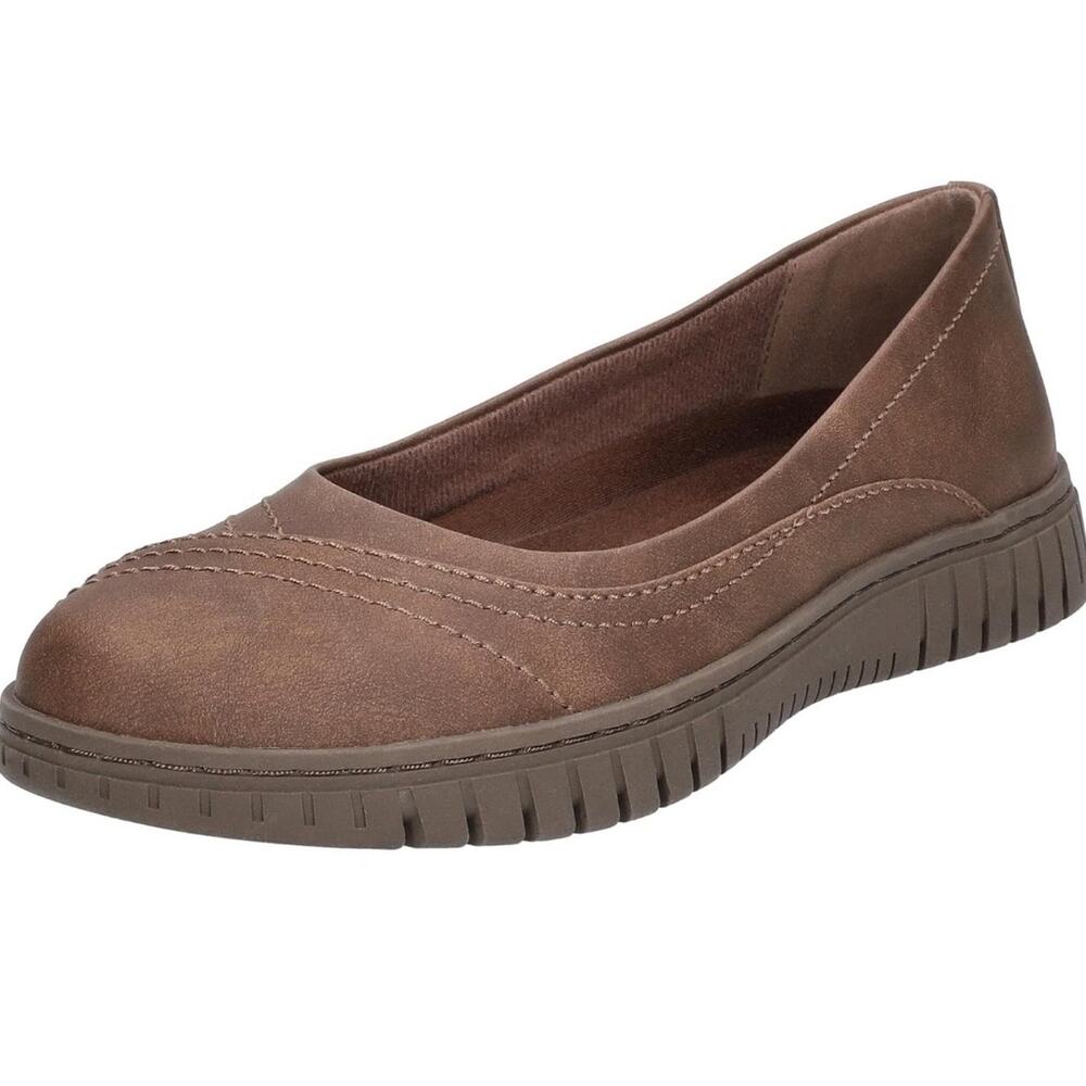 Easy Street Women's Cosma Ballet Flat, Brown, Size 9 WW, Extra Wide